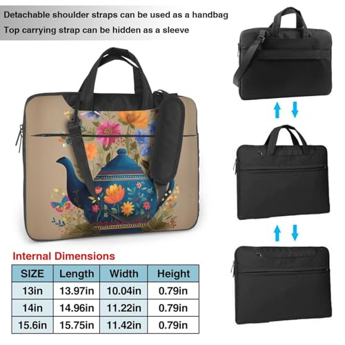 Bolso para portátil azul floral 13 pulgadas impermeable miniatura 3