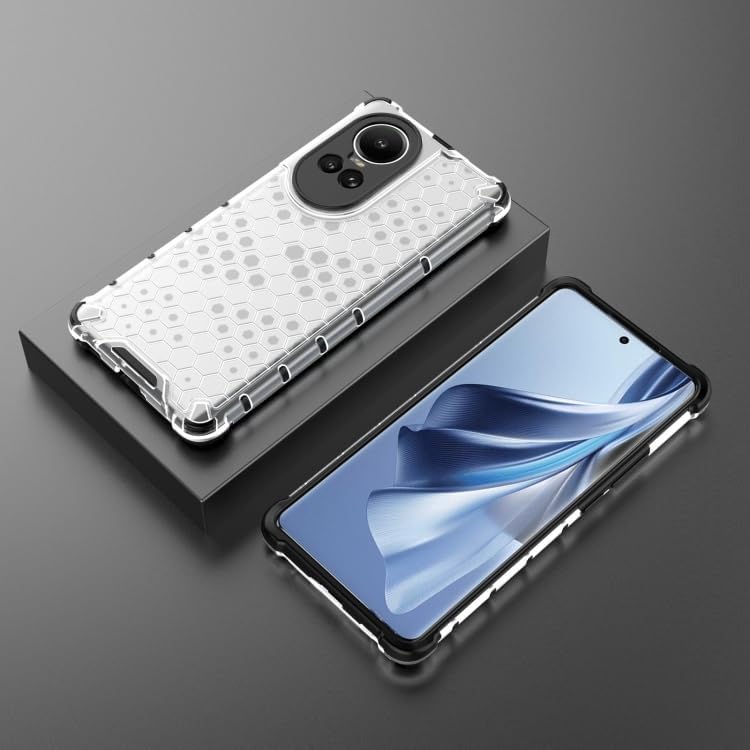 Image of Lustree TPU Honey Comb Armor Shock Proof Back Cover for for Oppo Reno 10 5G (Transparent)