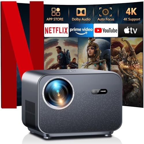Vidéoprojecteur 4K VGKE, Licence Netflix Officielle & Autofocus | 1100 ANSI Lumens, Natif 1080p WiFi6 Bluetooth et Dolby Audio, Auto...