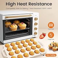 Fimary Silicone Mini Muffin Pan With Metal Reinforced Frame - 24 Cups Durable Silicone Cupcake Pan for Muffin, Cupcakes, BPA Free and Dishwasher Safe - 1 Piece Beige with Rainbow Spots — image 6