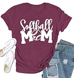 Qskall Womens Softball Mom Shirts Softball Heart T-Shirt Funny Game Day Tee Tops