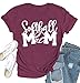Qskall Womens Softball Mom Shirts Softball Heart T-Shirt Funny Game Day Tee Tops