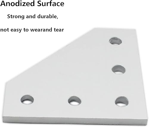 Miniatura 10 de TTZEZE Surface - 4 placas de articulación, oxidación anódica plateada en forma de L, placa de soporte de esquina de 5 agujeros para exteriores,
