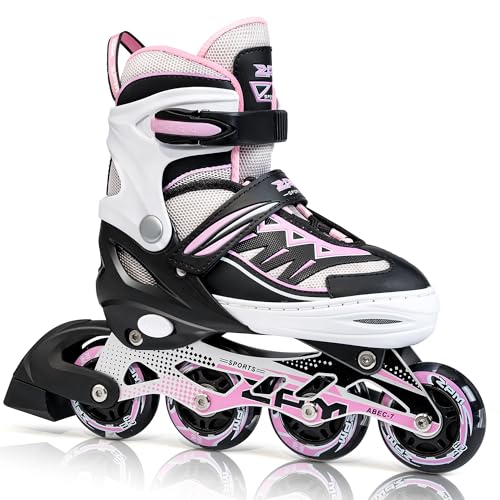 2PM SPORTS Cytia Taille réglable en Ligne de Patins en Roues en PU 82A, Rollers en Ligne pour pour Enfants, Femmes...