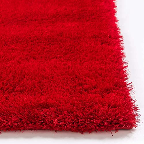 Image of Urban Modern Decor Features 7x10 Feet Modern Soft Shaggy Carpet Thick, Fluffy & 2 inch Pile Shag Rug for Your Kids Room, Bedroom & Livingroom(7x10 feet,Red Plain)