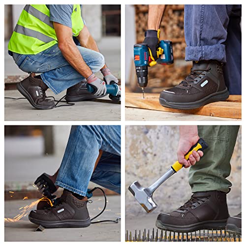 Image of FitVille Wide Work Boots for Men Composite Toe Safety Work Shoes Slip-Resistant Work Boots Waterproof Lightweight - SteelCore
