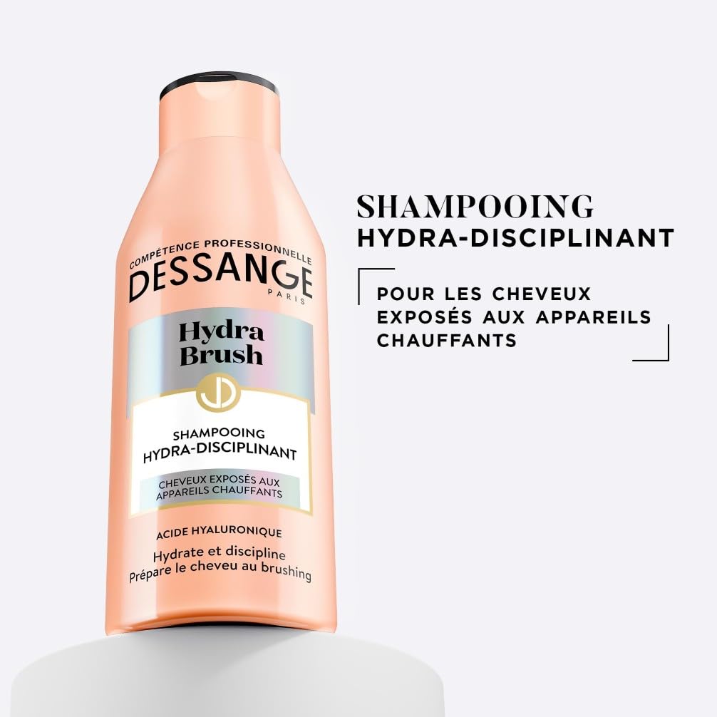 DESSANGE - Coffret Hydratant & Disciplinant Hydra-Brush - Shampoing Disciplinant + Lait de Brushing Thermoprotecteur + Sérum De Finition Anti-Frizz 48H* - Formule Enrichie À l'Acide Hyaluronique*