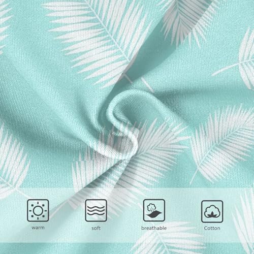 White Palm Leaves Aqua Blue Toddler Girl Underwear, Girls Underwear Cotton, 2T–8 Years3