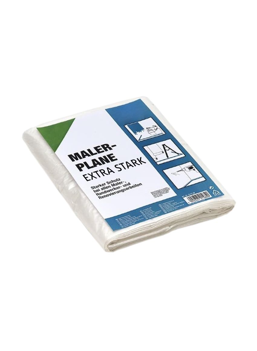 Handelskönig extra starke Malerfolie Abdeckfolie Transparent 4 x 12,5 m (0,03mm stark), Profi Abdeckplane für Malerarbeiten, Renovierung & Bodenabdeckung, Reißfeste Staubschutzfolie, Plastikplane PE