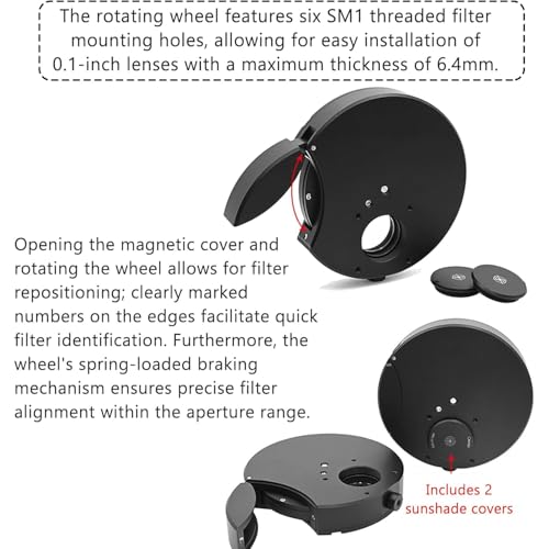 Rueda de filtros para telescopio astronómico de 6 posiciones con rosca interna SM1 5