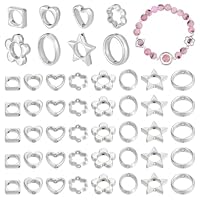 PH PandaHall 180 Stück 9 Stile Perlenrahmen 10~16mm Doppellochrahmen Abstandshalterperlen Kunststoffperlen Hugger Zum Perlenschmuckmachen Silber/Platin