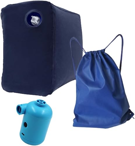 Almohada inflable XL con reposapiés y bomba USB  Reposapiés de viaje para niños y niños pequeños, cama de avión, reposapiés de coche y campamento