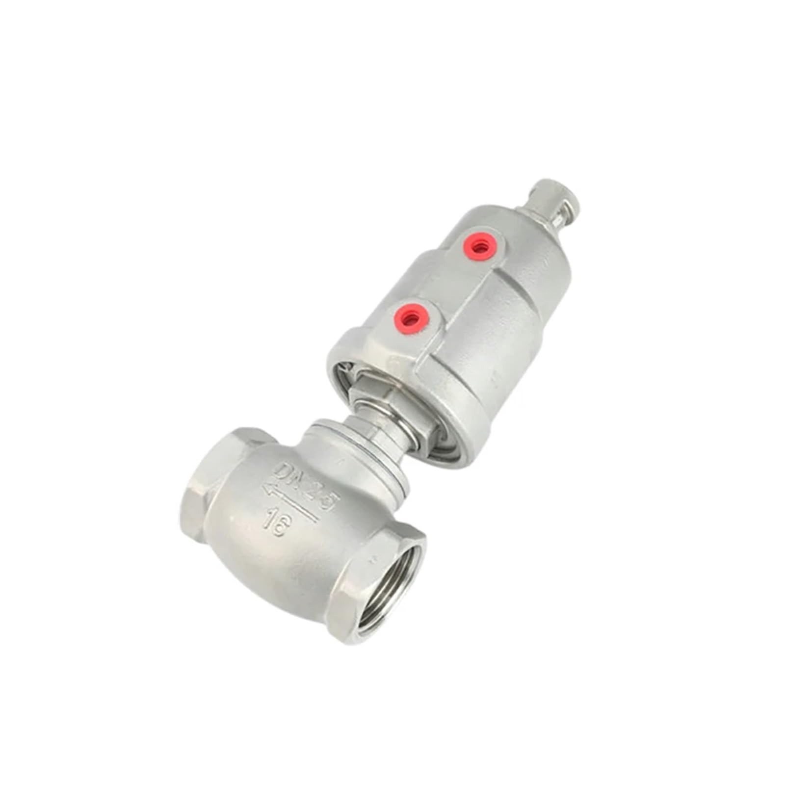 Valvola a globo filettata pneumatica tipo T in acciaio inossidabile da 1/2", 3/4", 1", valvola pneumatica a sede angolata, valvola dell'acqua, valvola a tamburo(1",Single Acting)