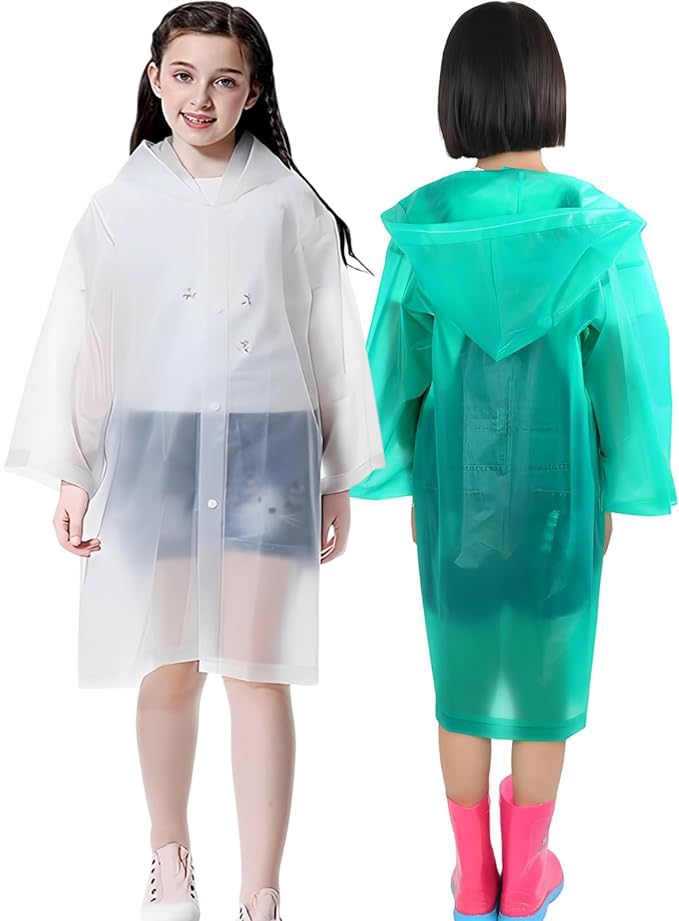 Image of Rain Ponchos Raincoats for Kids, 2 Packs Rain Coats Jacket Reusable with Hood for Boys Girls Disney Hiking Camping Outdoor