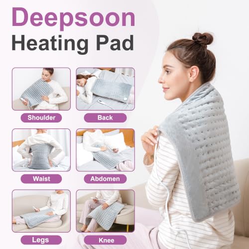 Image of Heating Pad,Electric Heating Pads,Heating Pad for Back,Gray,24x20 Inch