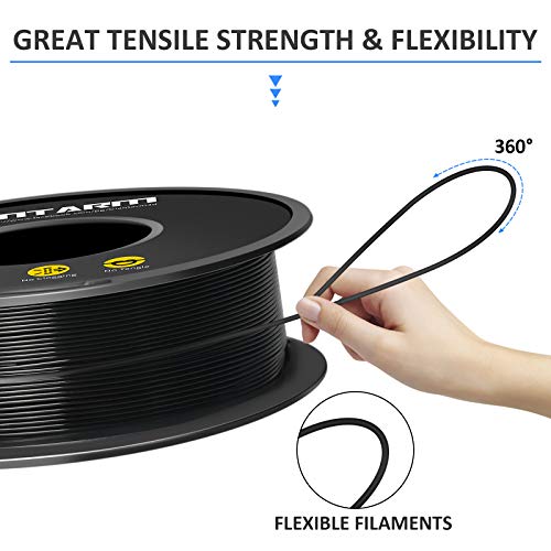 Image of PLA Filament 1.75mm, GIANTARM Classic PLA 3D Printer Filament 1kg Spool Black