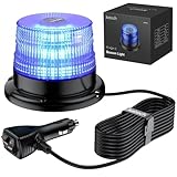 Justech 40LED Blue Strobe Beacon Light, Magnetic IP65 Waterproof Warning Flashing Emergency Light with 7 Flash Patterns for 12/24V Trucks Construction Vehicles Tractors Security and Postal Services