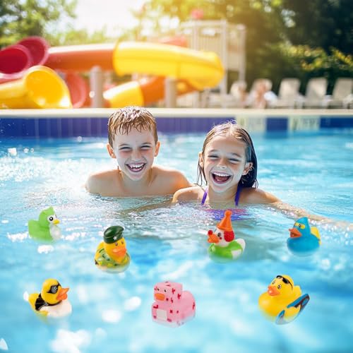 100 Pcs Rubber Ducks, Random Assortment Mini Rubber Duck Toys, Assortment Duckies for Jeeps Ducking, Bulk Floater Duck Bath Toys, Easter Basket Stuffers, Birthday Gifts, Holiday Party Favors