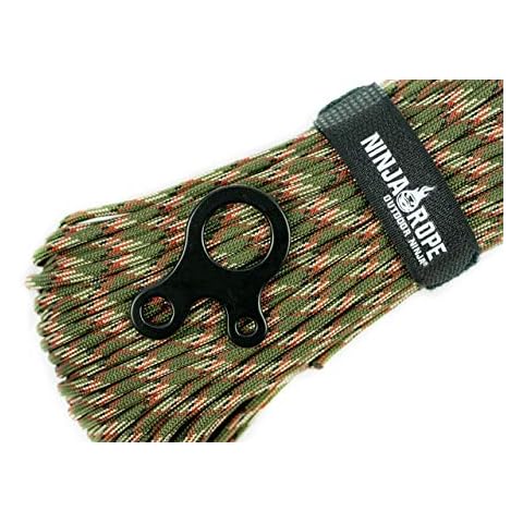 OUTDOOR NINJA NinjaRope Paracord 550-30 m with Rope Tensioner (Camouflage Green, 30) Cover