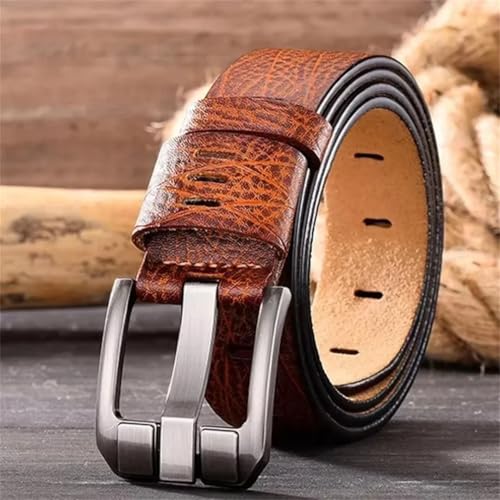 Men’S 3.8Cm Genuine Leather Belt Luxury Vintage Metal Pin Buckle Solid Casual Jeans Designer Strap3