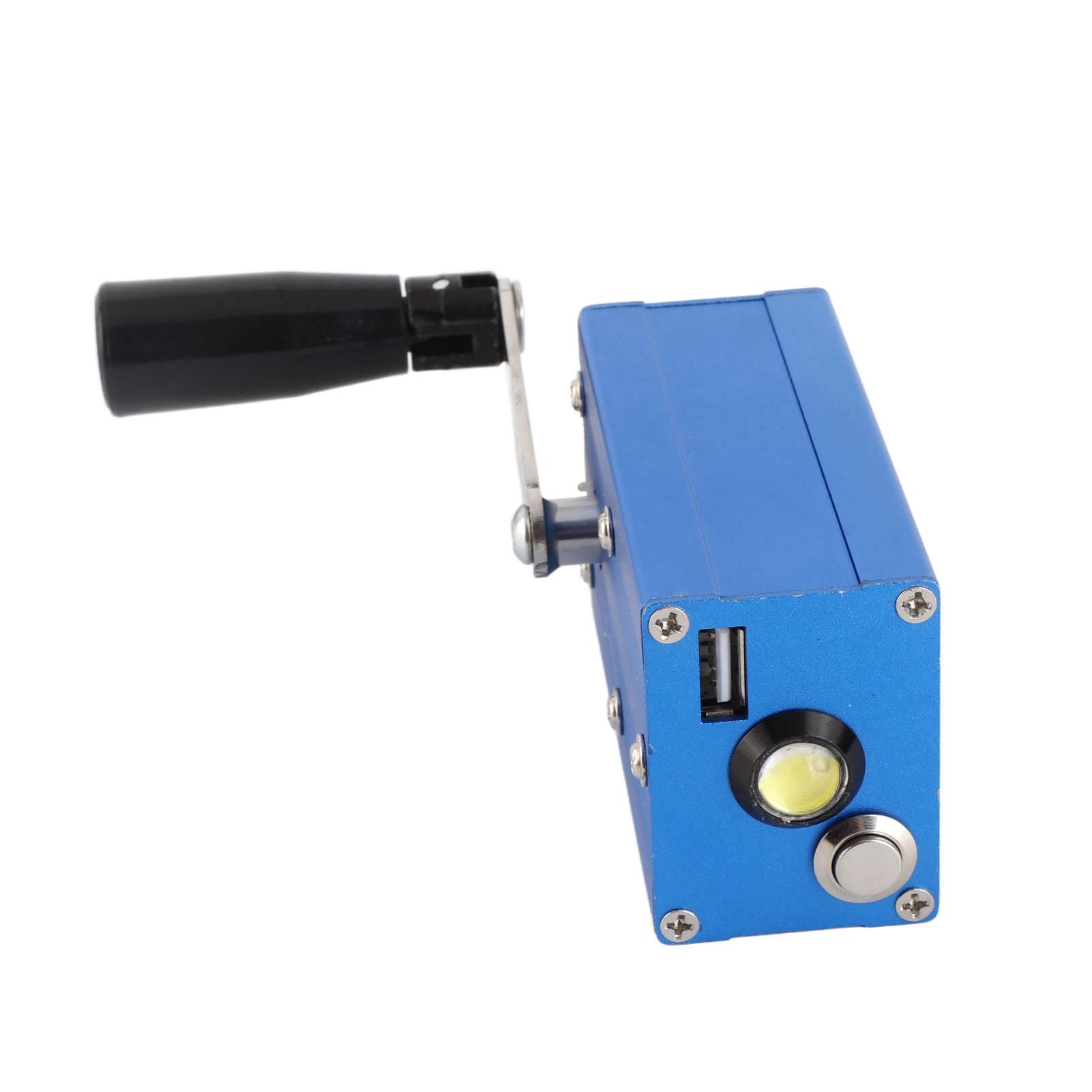 WALFRONT Handkurbelgenerator, Mobiles Ladegerät aus Aluminiumlegierung mit COB-Licht, Tragbar für Camping und Notfälle