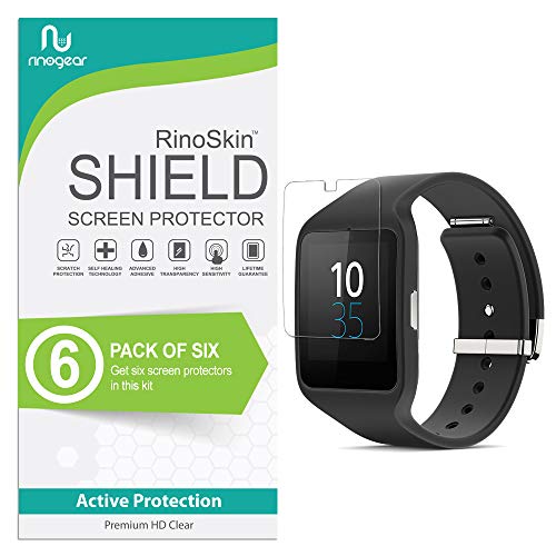 RinoGear (6-Pack) Screen Protector Designed for Sony SmartWatch 3 Screen Protector [Flexible Clear Film] Case Friendly Accessories