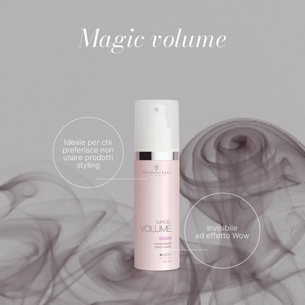 Monacelli Magic Volume 150ml, Power Boost, effetto invisibile, spray volumizzante anti-umidità, dona corpo e pienezza ai capelli sottili, facilita la piega rendendo i capelli lucidi e setosi