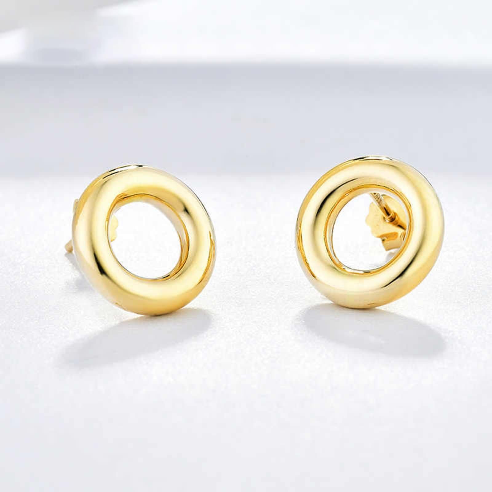 Ohrringe Hochzeit Gelbgold 375/585 / 750 für Damen, Rund, Frauen Ohrringe Gold Stecker