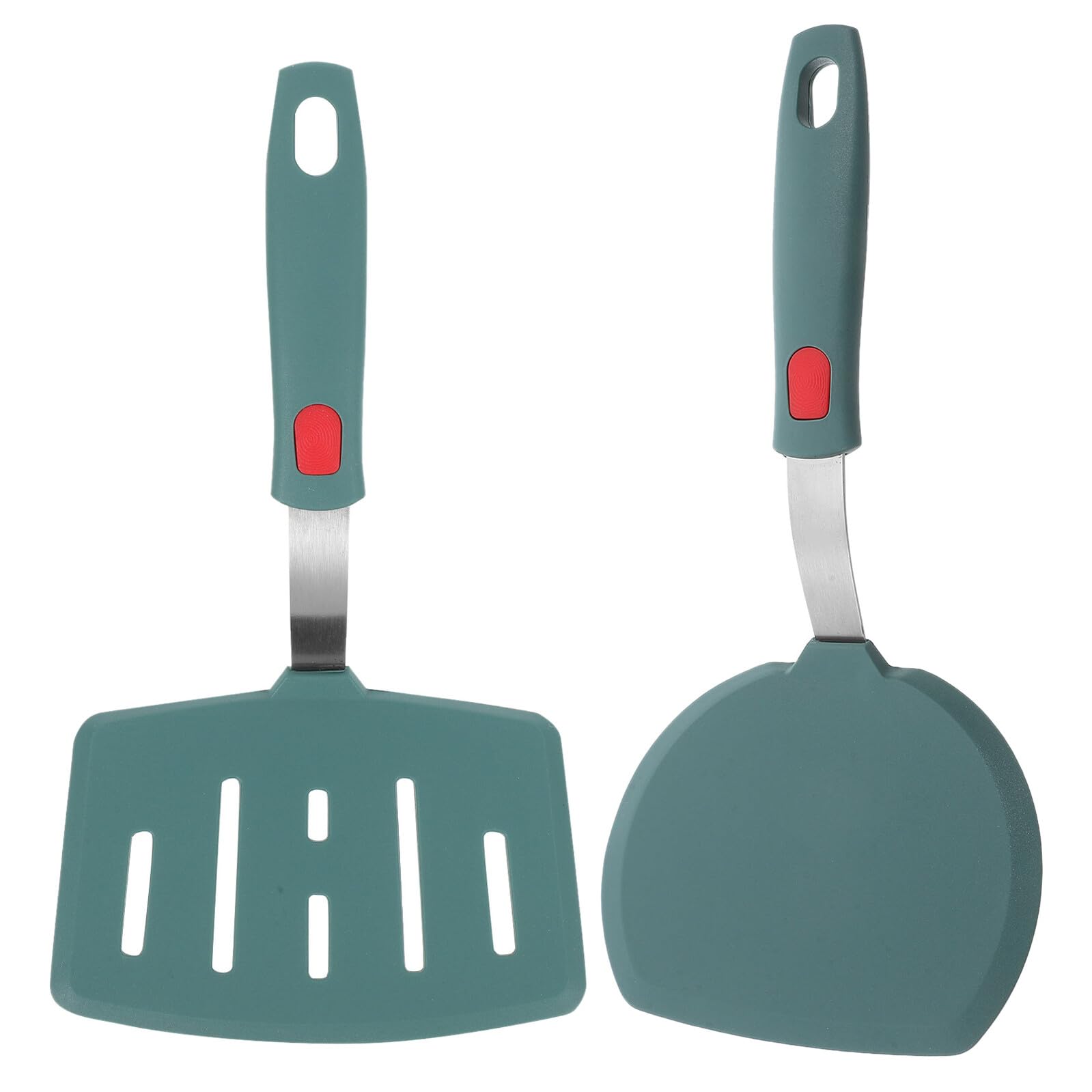 Espátula Ranurada de Silicona 2 Piezas Verde para Cocinar