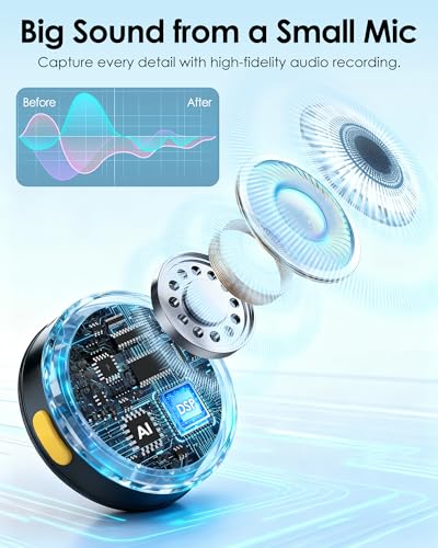 Image of Wireless Lavalier Microphone for iPhone iPad Android Phone, Round Mini Mics