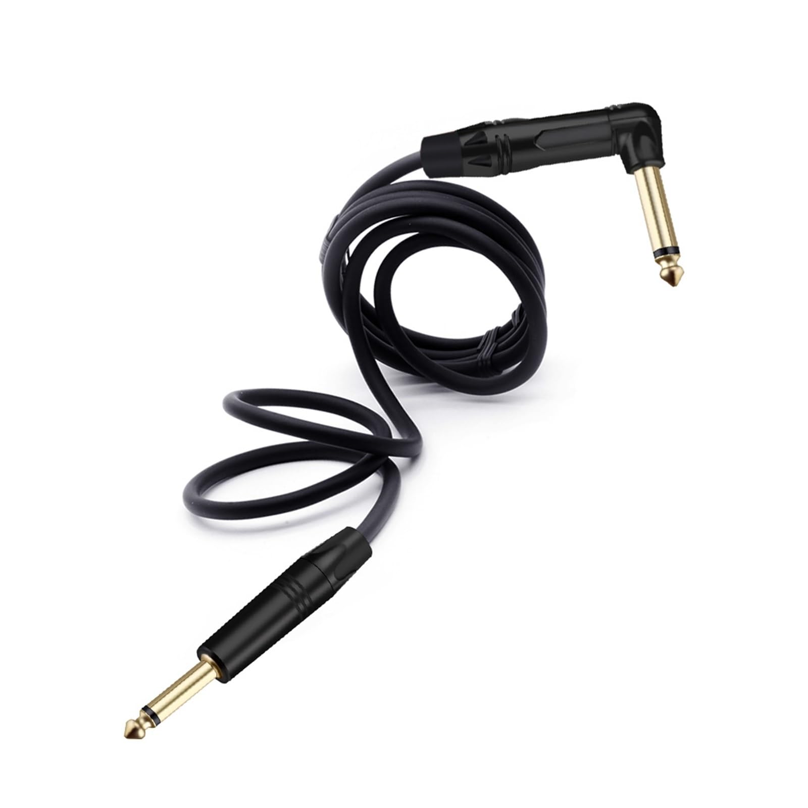 Zrównoważony Aux Jack 6,35 mm Mono Jack męski na kąt prosty 6,35 mm męski kabel do miksera AMP czarny i czerwony 1 szt. (czarny czarny, 1 m)