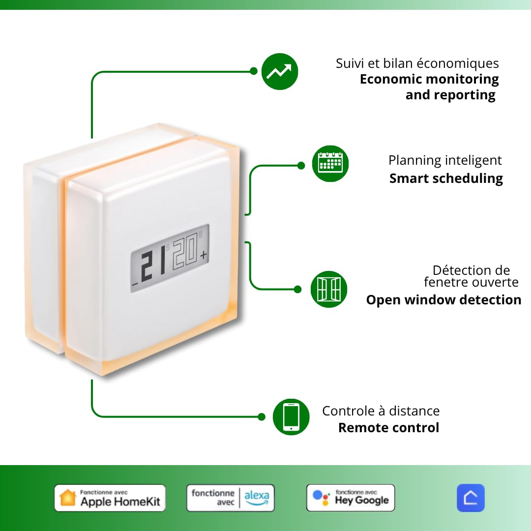Netatmo NTH-PRO Thermostat Intelligent pour rendre le chauffage connecté compatible chaudières et pompe à chaleur