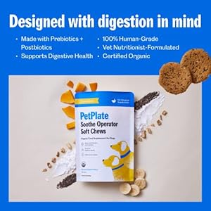 PetPlate Digestive Soft Chews for Dogs, Made with Prebiotics & Probiotics, USDA Organic Supplement, Grain-Free, Human-Grade, Pet Supplies, (Pack of 1, 9.8 Ounce)