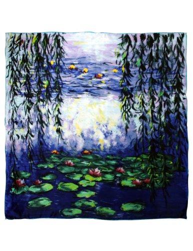 Dahlia Women's 100% Luxury Square Silk Scarf - Claude Monet's Paintings