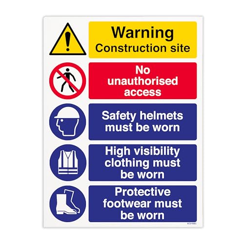 Panneau de sécurité chantier multi-message pour la signalisation des EPI obligatoires