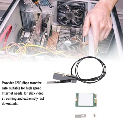 Tarjeta WiFi, AC 1200Mbps Doble Banda 2.4GHz 5GHz con Bluetooth 4.2 Tarjeta de Red Inalámbrica para PC de escritorio, Interfaz M.2 con Antena incorporada miniatura 3