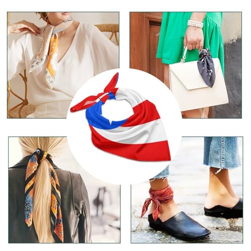 Puerto Rico Flag Stylish Bandanas For Women Satin Wrap Neck Square Scarves Women Gift3