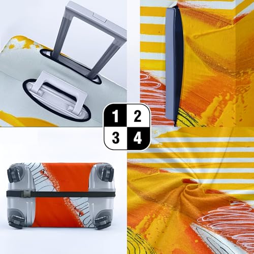Travel Luggage Cover Suitcase Protector Scratch-Resistant Fit Not Included Suitcase Yellow Red And White Abstract Painting S-19-21in4