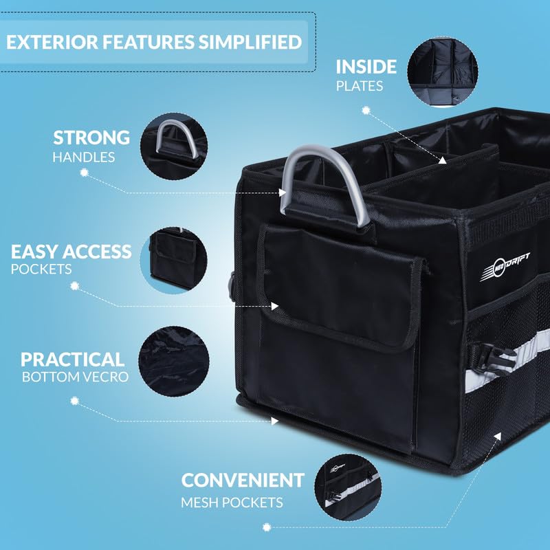 Image of Neodrift Trunk Master Pro Without Cooler Bag - Multi-Compartment Car Organizer, Durable & Portable Polyester, Anti-Skid For Sedan, Suv, Minivan - Ideal For Cargo, Gifts, Toys, Automobiles, Black