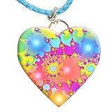 Light Up Flashing Tie Dye Heart LED Necklace