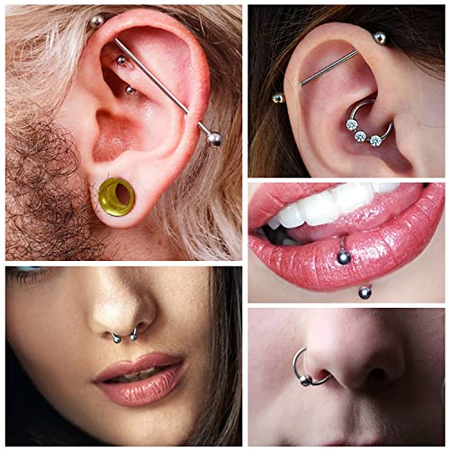 Prjndjw 25Pcs 14G 16G Replacement Balls internal thread & Externally Threaded Surgical Steel Balls Industrial Barbell Tongue Nipple Belly Button Eyebrow Rook Piercing Rings Parts 3MM-8MM4