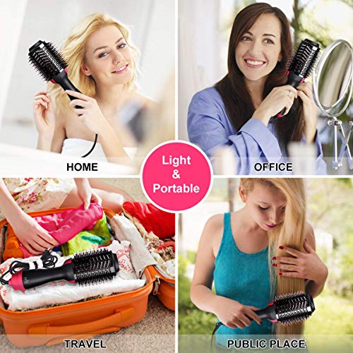 Hot Air Brush, Hair Dryer Brush One Step Hair Dryer & Volumizer 4 in 1 Brush Blow Dryer Styler for Rotating Straightening, Curling, Salon Negative Ion Ceramic Blow Dryer Brush - Thumbnail 2