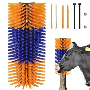 Livestock Scratch Brush, Cow Brush Scratcher with 4 Screws, Horse Brushes for Grooming, Livestock Scratching Post Horse Grooming Supplies Back Scratching for Cattle Goat Sheep Elk Pig