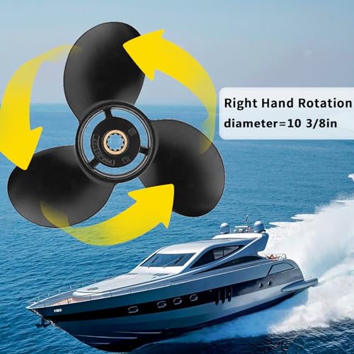 Image of 10 3 /8 x 13 (10 Spline Tooth) OEM Parts No.48-19640A40 Upgrade Aluminum Boat Propeller Compatible with Mercury Outboard Motors 9.9 /15 /18 /20 /25HP, Rh
