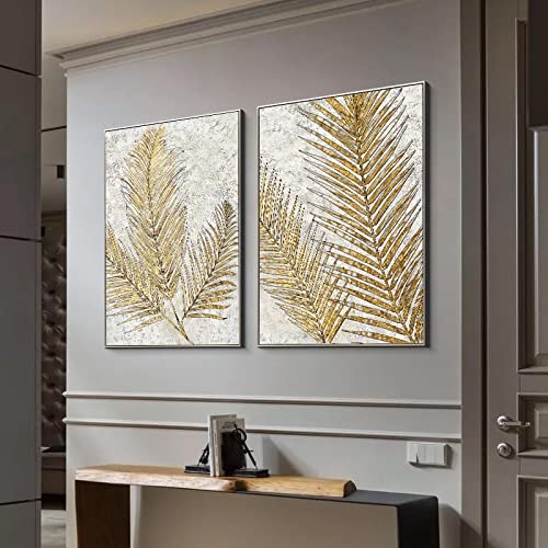 Impression sur toile nordique salon déco murale affiches feuille or