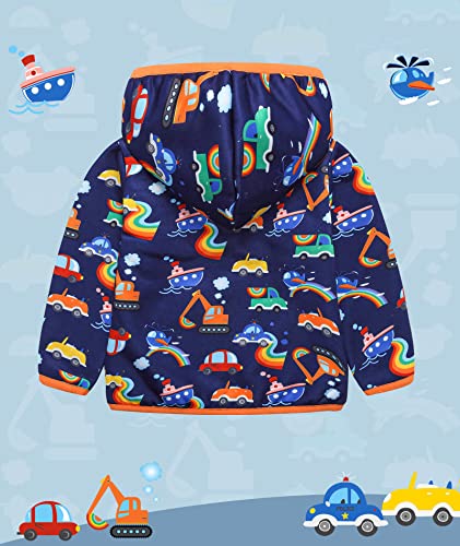 V Valanch Baby Boys Winter Coat Toddler Fleece Sherpa Lined Jacket Zip Up Comy Hoodie Cartoon Car Navy Clothes 2T(Navy, 2-3T) #TOP3