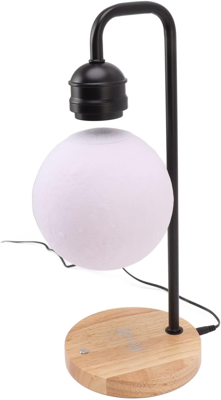 Magnetic Lamp, Floating LED Night Light with Wireless Charging for Phone, Home Office Decor Gift (Black)