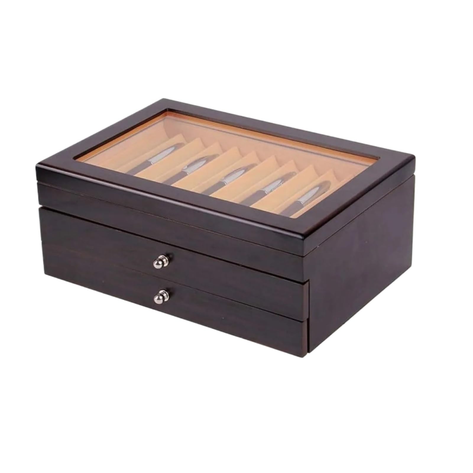 Scatola portapenne in legno a 3 strati con 34 scomparti for penne, espositore for finestra in vetro Per Ufficio Casa