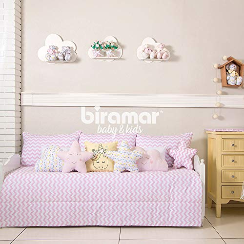 Biramar Baby Kit Sofá Cama 7 Peças Com Saia Lollipop Ii Soho Chevron Rosa