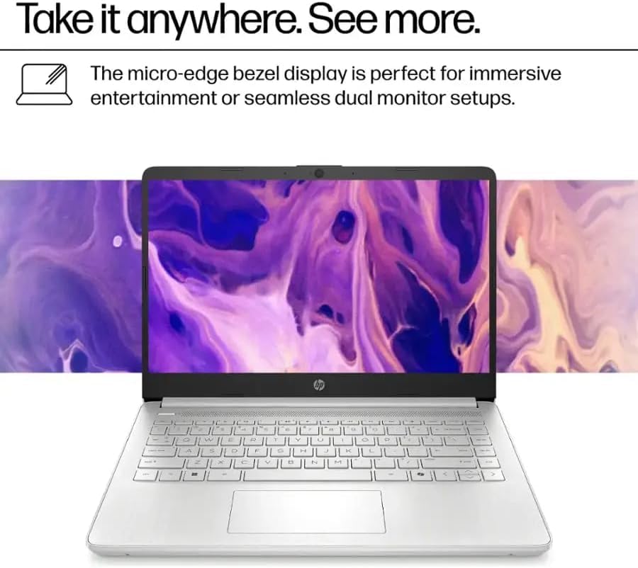 HP 14 Inch Laptop, Intel Celeron N150, 14" LCD, 16GB RAM, 128GB SSD miniatura 3